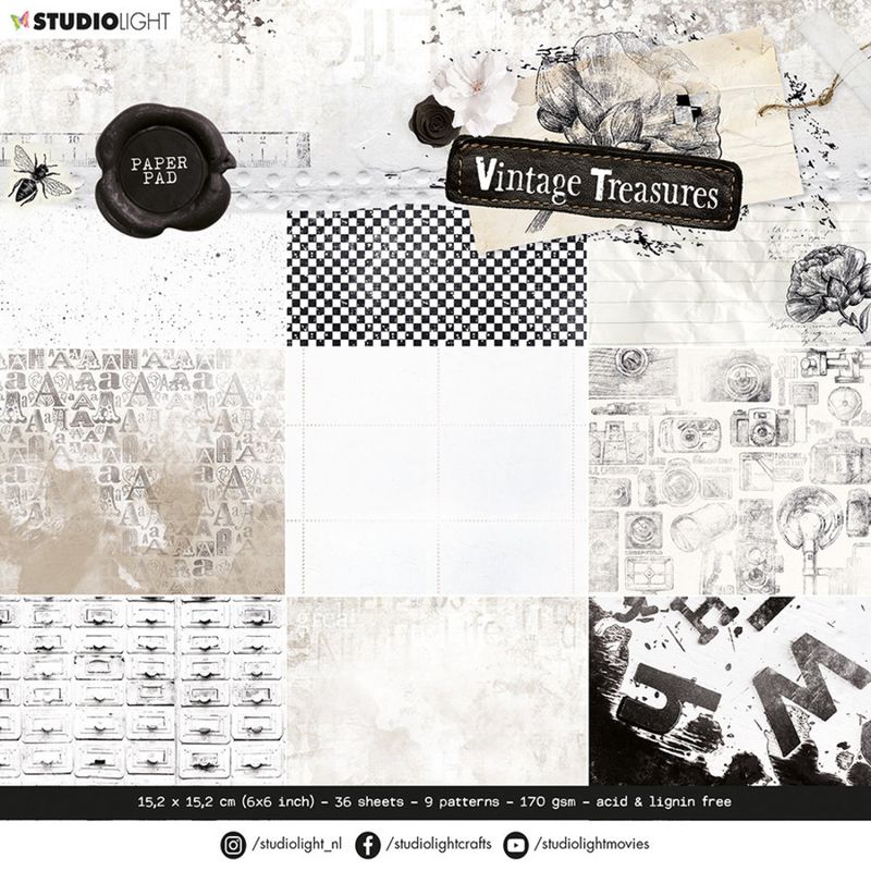Studio Light - PP43 - 6x6 Paper Pad - Vintage Treasures 