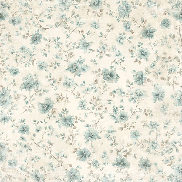 Reprint - 12x12 - RP0761 - The Pottery - Faded Blue Blossom