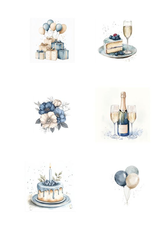 Reprint -  KP0135 - A4 Klippeark - Birthday Blue